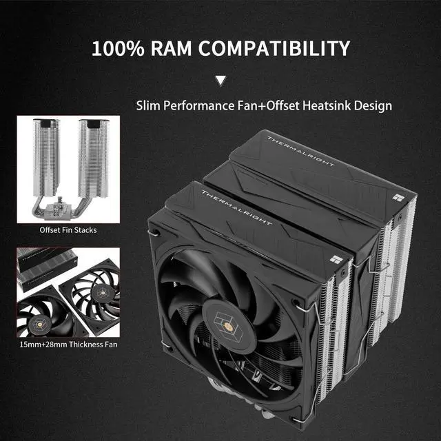 Alt view image 4 of 5 - Thermalrlght Royal Knight 120 CPU Cooler, 6 Heat Pipes Heatsink CPU Cooling, Dual 12cm PWM Fans, for Intel LGA115X/1200/2011/1700/1851;AM4/AM5,Desktop Tower Cooling