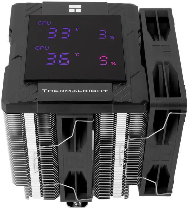 Alt view image 3 of 5 - Thermalrlght Peerless Assassin 120 Digital Black CPU Cooler, Double 120mm PWM Fans with 1850RPM Speed, Support Intel lga1700/1851/115X,AMD:AM4/AM5, Computer CPU Cooling,Digital Screen Top Cover