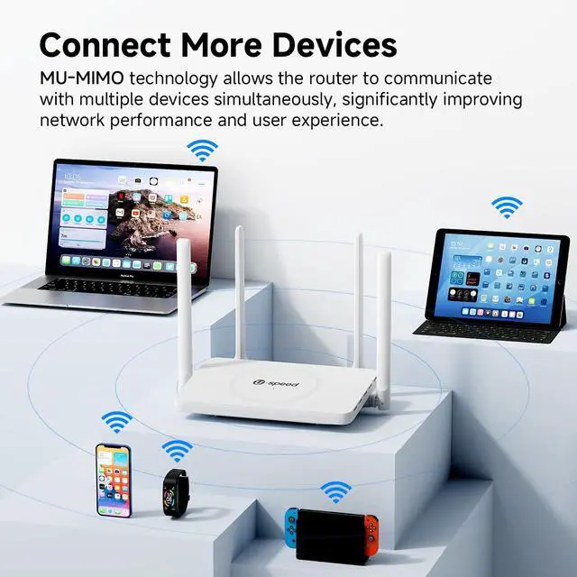 Alt view image 3 of 5 - U-SPEED AC1200 WiFi Router Dual Band Wireless Internet Router, Wireless Speed Up to 1.2 Gbps, Gigabit Ethernet Ports, Support Bridge/Repeater Mode, Guest Network, IPV6, EasyMesh, Parental Controls