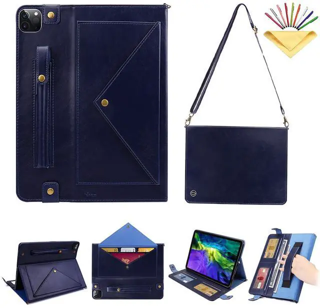Main image of UUcovers Crossbody Handbag Case for iPad Air 13 inch M3/M2 (2025/2024) with Pencil Holder/Shoulder Strap/Hand Strap/Pockets,Folio Stand PU Leather Carrying Bag Magnetic Wallet Envelope Cover, Blue