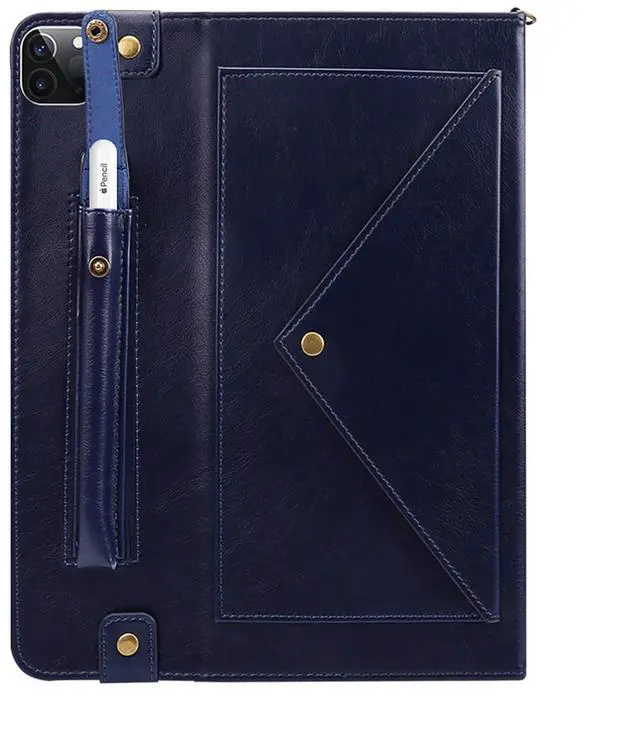 Alt view image 4 of 5 - UUcovers Crossbody Handbag Case for iPad Air 13 inch M3/M2 (2025/2024) with Pencil Holder/Shoulder Strap/Hand Strap/Pockets,Folio Stand PU Leather Carrying Bag Magnetic Wallet Envelope Cover, Blue