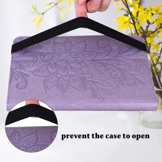 Alt view image 5 of 5 - VODEFOX Case for Amazon Kindle Fire Max 11 Case (13th Generation, 2023) 11",PU Leather Folio Stand Embossed Lace Flower Stand Cover for Fire Max 11 Tablet - Purple