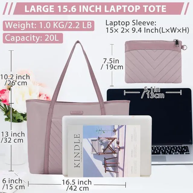 Alt view image 2 of 5 - VX VONXURY Laptop Bag for Women,15.6 Inch Work Tote Professional Shoulder Handbag Ideal for Business Office