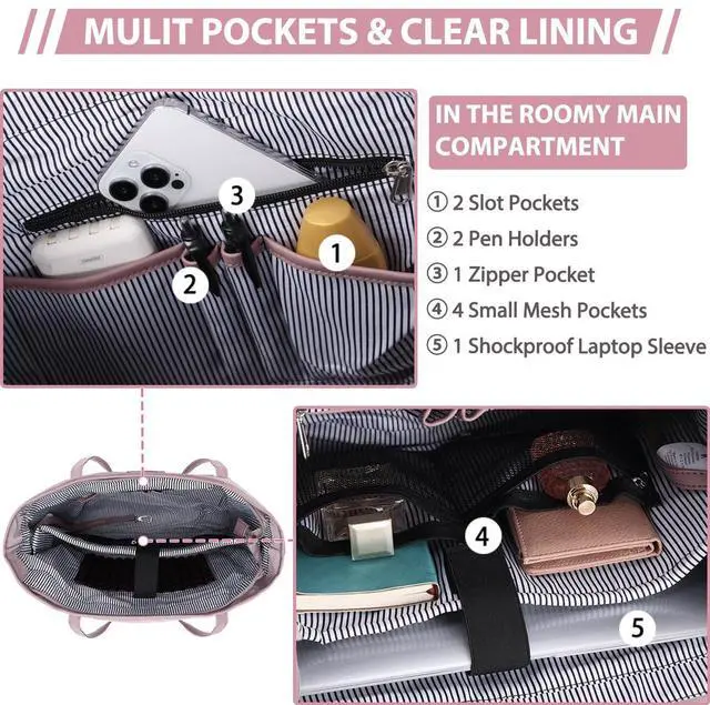 Alt view image 4 of 5 - VX VONXURY Laptop Bag for Women,15.6 Inch Work Tote Professional Shoulder Handbag Ideal for Business Office