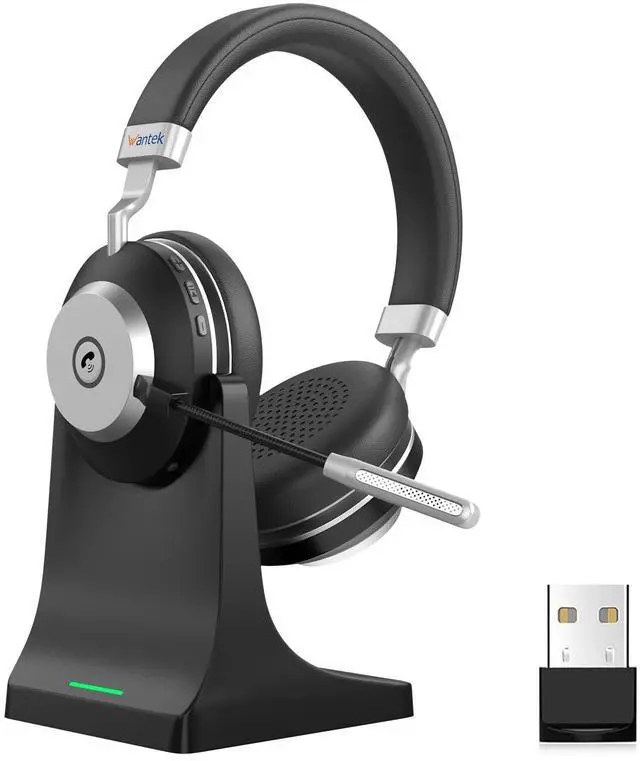 Main image of Wireless Headset with Mic for Work, Bluetooth Headset with Microphone (AI Noise Cancelling), 60 Hours Woktime Wireless Headphone for Work from Home/Call Center/Office/PC/Laptop/Computer/Zoom/Teams