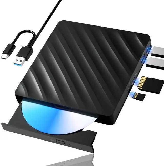 Main image of 5 in 1 External Blu Ray Drive, Portable Blu Ray Player with USB 3.0 Type-C, CD DVD Burner 3D Blu Ray with SD/TF Port, Blu Ray Drive Compatible with Windows Laptop Desktop (Updated Version)