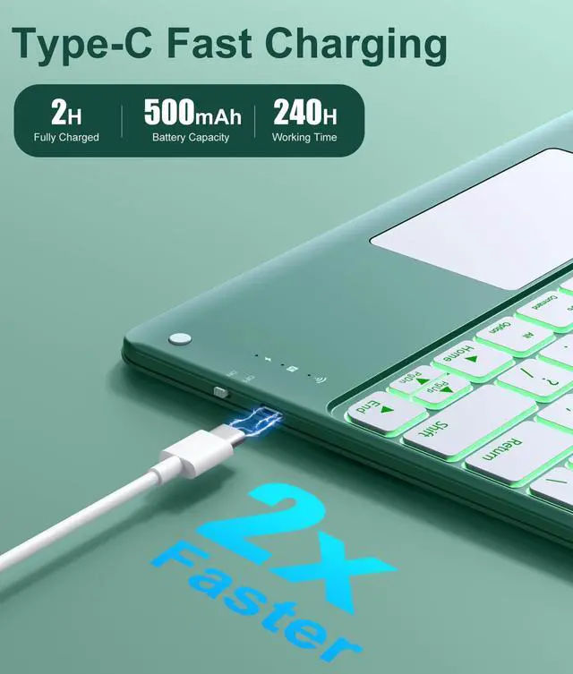 Alt view image 3 of 5 - Hamile for iPad Air 13-inch Case Keyboard (M3/M2) - Magnetic Wireless Keyboard with Multi-Touch Trackpad 7 Colors Backlit Stain Proof Folio Cover for iPad Pro 12.9 6th 5th 4th 3rd Gen - Pine Green