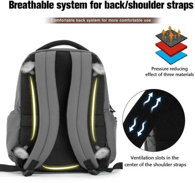 Alt view image 3 of 5 - VEAGIA Tactical Travel Laptop Backpacks Large Heavy Duty Work Backpack For Men women Airline Approved (New Grey)