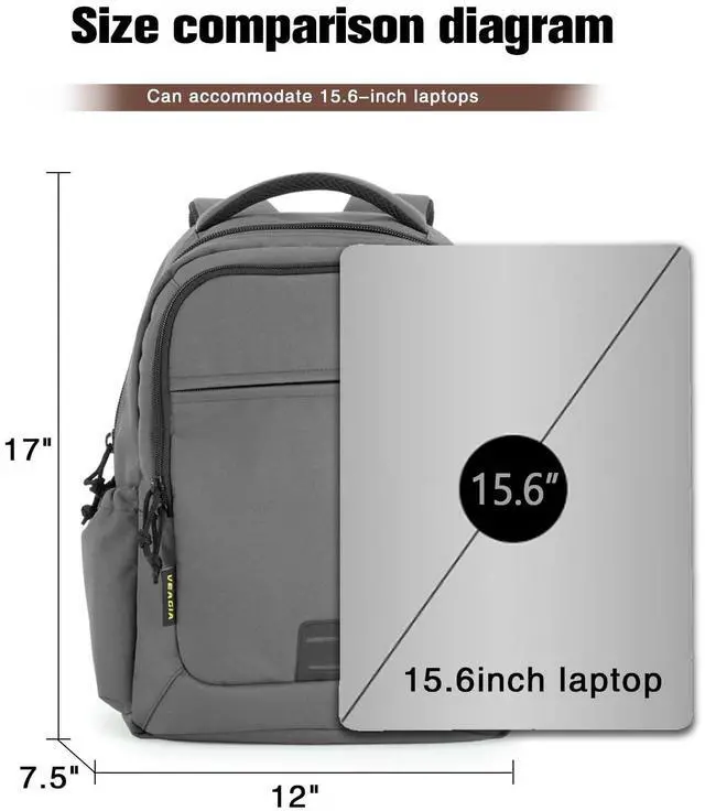 Alt view image 4 of 5 - VEAGIA Tactical Travel Laptop Backpacks Large Heavy Duty Work Backpack For Men women Airline Approved (New Grey)