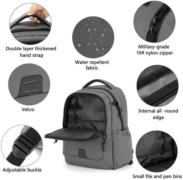 Alt view image 5 of 5 - VEAGIA Tactical Travel Laptop Backpacks Large Heavy Duty Work Backpack For Men women Airline Approved (New Grey)