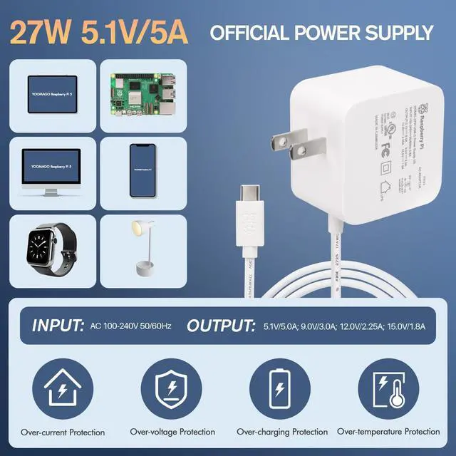 Alt view image 5 of 5 - YOOMAGO Raspberry Pi 5 Starter Kit with Pi 5 8GB RAM Board, 27W USB-C Power Supply, 128GB Card, Aluminum Case