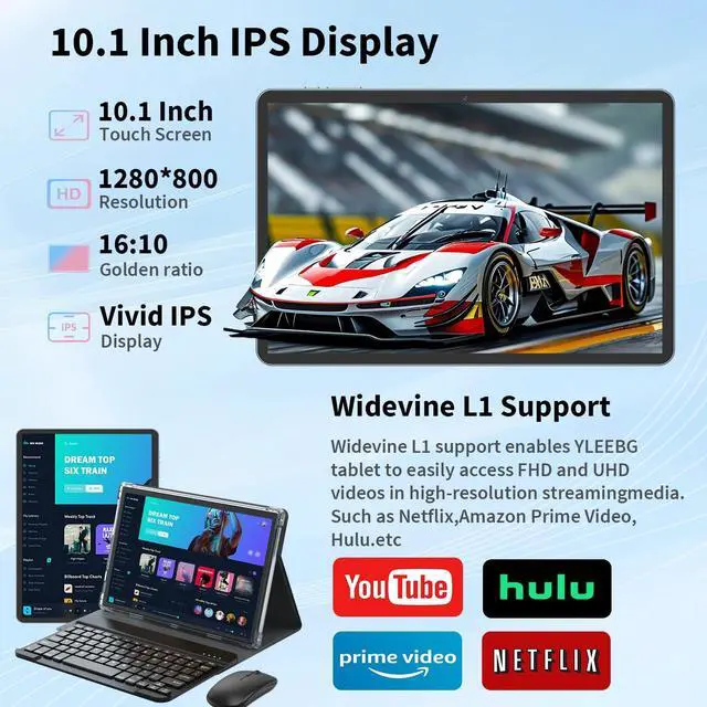 Alt view image 5 of 5 - Android Tablet with Keyboard,10 inch Android 15 tablet, 24GB RAM 128GB ROM, 1TB Expand, Octa-Core, Widevine L1, 2.4G/5G WiFi, 8000mAh, Bluetooth, GMS, 2 in 1 Tablet with Case, Mouse, StylusPink)