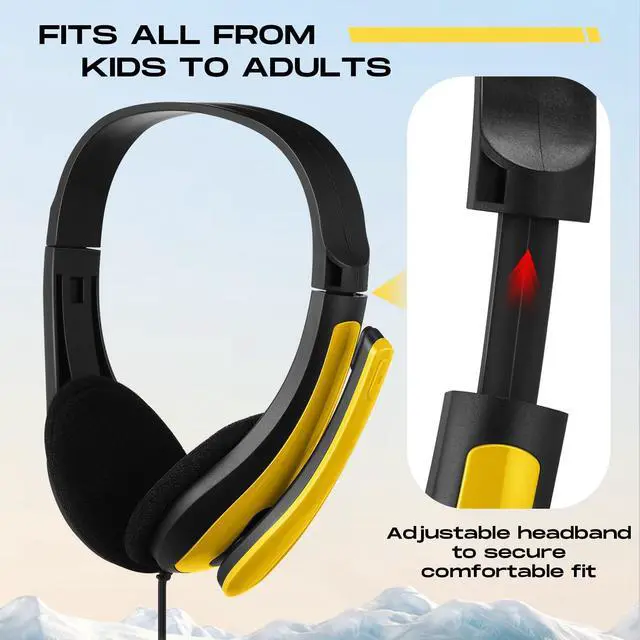 Alt view image 2 of 5 - Yunsailing 20 Pack Bulk Classroom Headphones with Microphone Students Kids Wired School Class Set Headphones for School Library Computer Office Adults 3.5 Jack Universal Plug(Yellow)