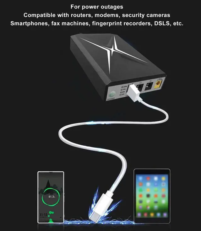 Alt view image 2 of 5 - Mini UPS Battery Backup 10400mAh Uninterruptible Power Supply, Compact for Router, Backup Power for Security Camera