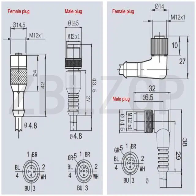 Alt view image 5 of 5 - ZBLZGP M12 Industrial Ethernet 5 Pin A-Code Shielded Cable to Flying Leads for Automation Fieldbus Device Network 10M/32.8FT