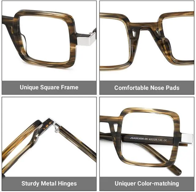 Alt view image 4 of 5 - Zeelool Vintage Square Blue Light Blocking Glasses for Men ZJGA563696-05B Wood