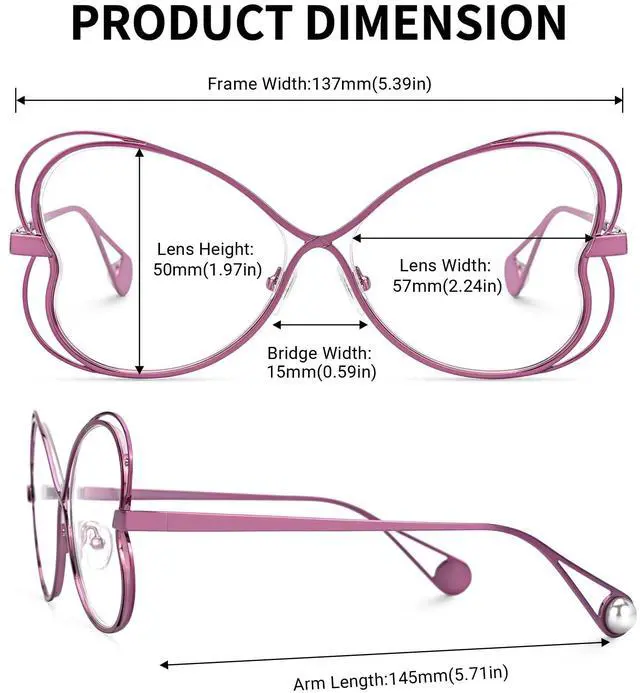 Alt view image 4 of 5 - Zeelool Geometric Glasses Metal Eyewear for Women Blue Light Blocking Glasses Anti Eyestrain Glasses ZJGM405125-02 Purple