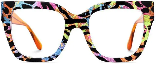 Main image of Zeelool Square Blue Light Glasses for Women Trendy Thick Frame Fake Eyeglasses Stylish Multicolor Designer Full Eyewear Anti Eyestrain JGA813402-03B