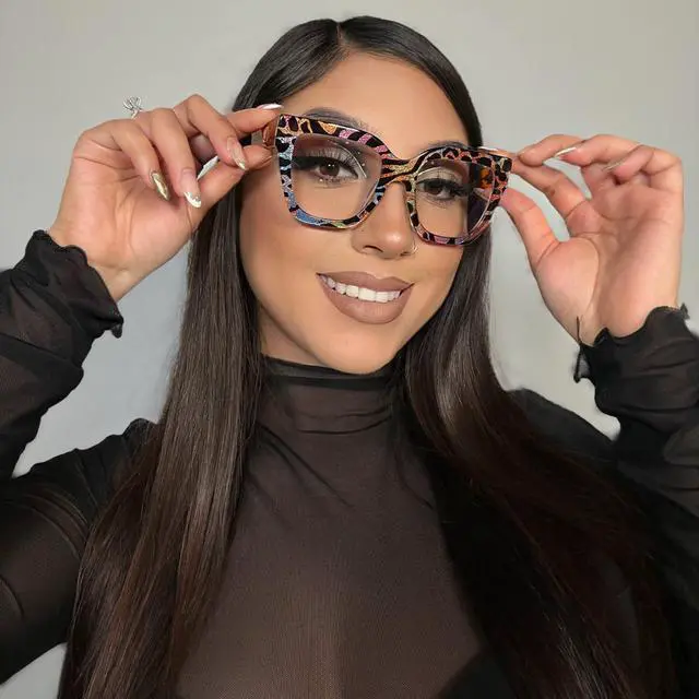 Alt view image 3 of 5 - Zeelool Square Blue Light Glasses for Women Trendy Thick Frame Fake Eyeglasses Stylish Multicolor Designer Full Eyewear Anti Eyestrain JGA813402-03B