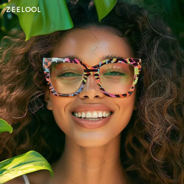 Alt view image 2 of 5 - Zeelool Square Blue Light Glasses for Women Trendy Thick Frame Fake Eyeglasses Stylish Multicolor Designer Full Eyewear Anti Eyestrain JGA813402-03B