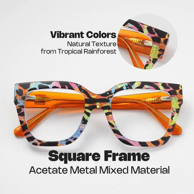 Alt view image 5 of 5 - Zeelool Square Blue Light Glasses for Women Trendy Thick Frame Fake Eyeglasses Stylish Multicolor Designer Full Eyewear Anti Eyestrain JGA813402-03B
