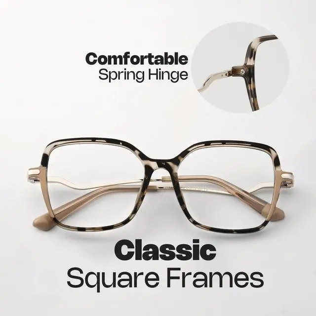 Alt view image 4 of 5 - Zeelool Trendy Square Blue Light Glasses for Women Computer Glasses Rendon ZJGX446980-06 Tortoise