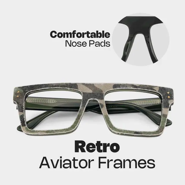 Alt view image 5 of 5 - Zeelool Classic Oversized Aviator Blue Light Blocking Glasses for Men TV Phone Computer Gaming Glasses Killian ZJGA358799-01 Green