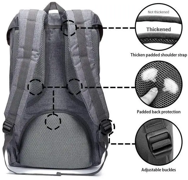 Alt view image 4 of 5 - KAUKKO Travel Laptop Backpack, Outdoor Rucksack, Causal backpack Fits 15.6"(Oxford Grey)