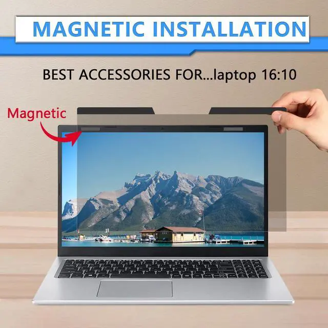 Alt view image 4 of 5 - ZOEGAA Magnetic 13.3 Inch Laptop Privacy Screen Filter, for Removable & Reusable 16:10 Widescreen Display Laptop Privacy Screen 13.3 inch and Anti-Spy Anti-Blue Light Anti-Glare Protector