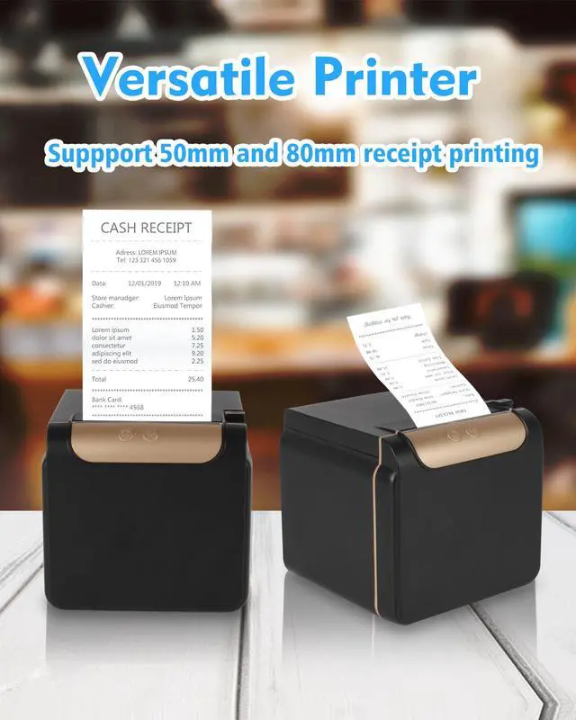 Alt view image 3 of 5 - ZYWELL 58mm/80mm Thermal Receipt Printer, Kitchen POS Printer with Auto-Cutter, Audio-Visual Alarm, Front Paper Out, Support Cash Drawer Square, USB Serial Ethernet for Windows/Linux/Mac