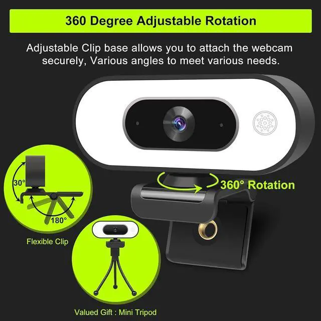 Alt view image 4 of 5 - ToLuLu 1080P Webcam with Ring Light and Microphone, Streaming Web Camera, Mouse Pad with Wrist Rest Support, Mouse Pad with Wrist Rest Support Non Slip Rubber Base Mousepad