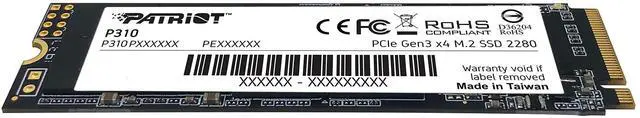 Alt view image 3 of 5 - Patriot Memory P310 960GB Internal SSD - NVMe PCIe M.2 Gen3 x 4 - Low-Power Consumption Solid State Drive - P310P960GM28