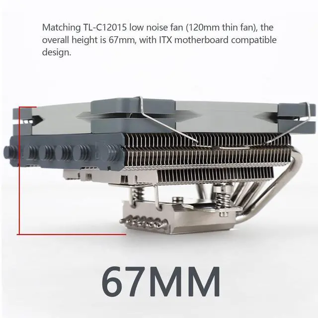 Alt view image 4 of 5 - Thermalright AXP120-X67 Low Profile CPU Air Cooler with Quite 120mm TL-C12015 PWM Fan, 6 Heat Pipes, 67mm Height, for AMD AM4/Intel LGA 1700/1150/1151/1155/1156/1200/2011/2066