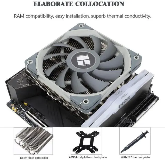 Alt view image 5 of 5 - Thermalright AXP120-X67 Low Profile CPU Air Cooler with Quite 120mm TL-C12015 PWM Fan, 6 Heat Pipes, 67mm Height, for AMD AM4/Intel LGA 1700/1150/1151/1155/1156/1200/2011/2066