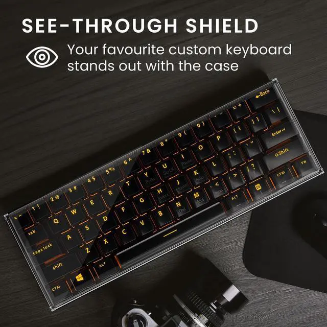 Alt view image 2 of 5 - kwmobile Keyboard Cover Compatible with 60% Mechanical Keyboard RK61 / GK61 / SK6 / DK61 Case - Protective Cover for Mechanical Keyboard - Transparent