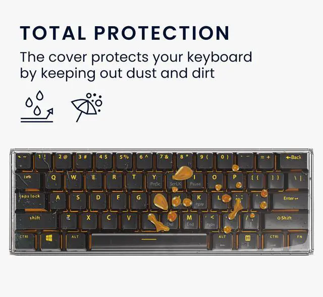 Alt view image 3 of 5 - kwmobile Keyboard Cover Compatible with 60% Mechanical Keyboard RK61 / GK61 / SK6 / DK61 Case - Protective Cover for Mechanical Keyboard - Transparent