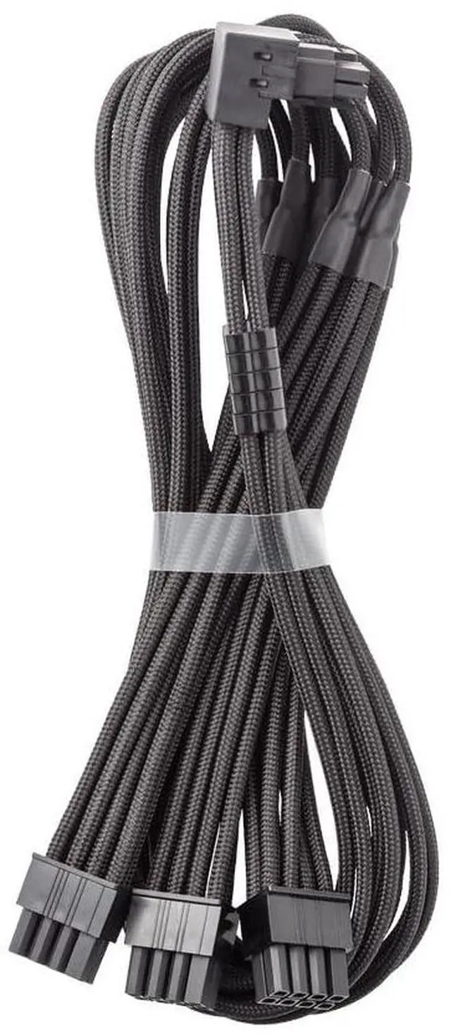 Main image of CableMod C-Series Pro ModFlex Sleeved 12V-2x6 12VHPWR 90° StealthSense PCIe Cable for Corsair Type 4 / Type 3 - Variant B (Black, 16-pin to Triple 8-pin, 60cm)