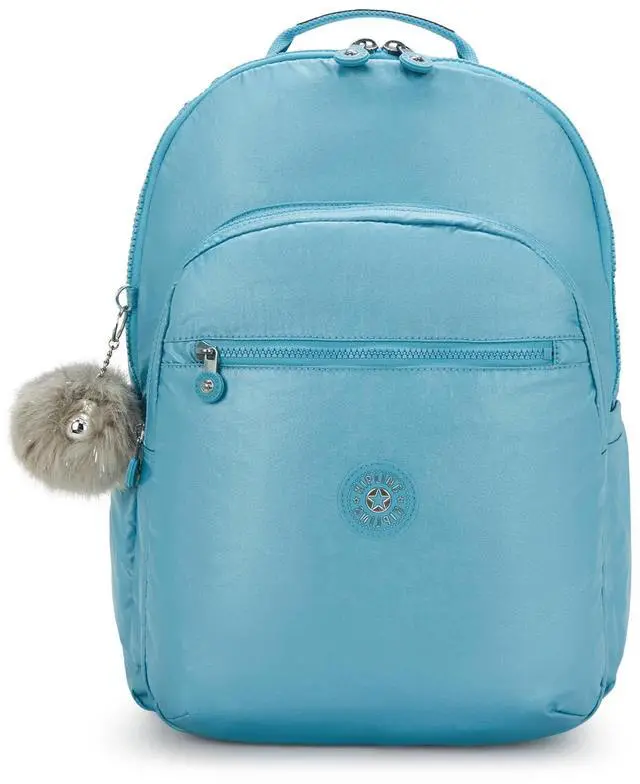 Main image of Kipling Seoul Extra Large Metallic 17" Laptop Backpack Aqua Tides Metallic