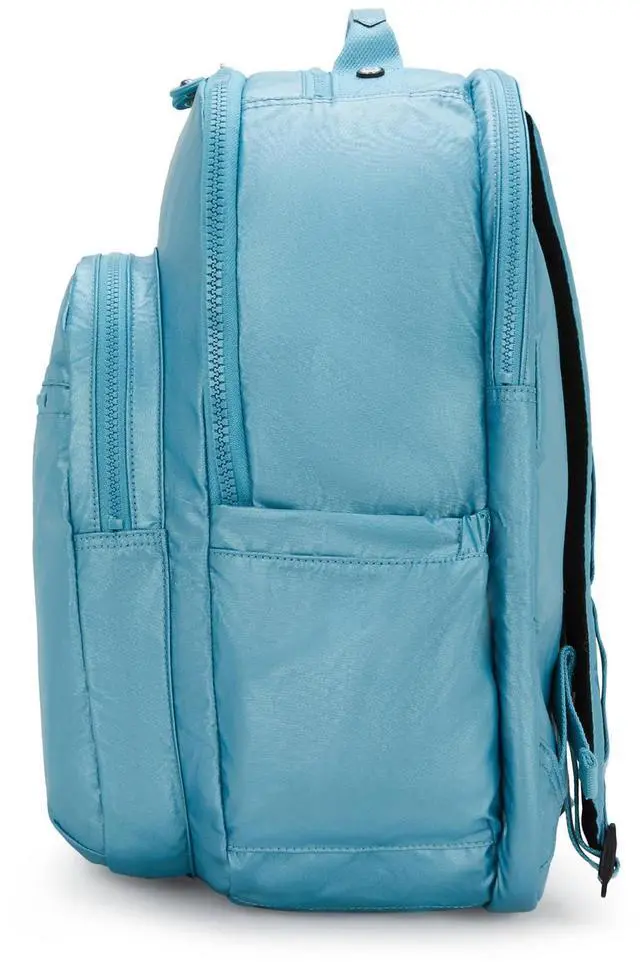 Alt view image 4 of 5 - Kipling Seoul Extra Large Metallic 17" Laptop Backpack Aqua Tides Metallic
