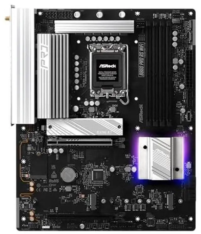 Alt view image 2 of 5 - ASRock B860 Pro RS WiFi 6E Intel Core Ultra (Series 2) DDR5 up to 8666+ (OC) MHz 256GB M.2 LGA1851 ATX Motherboard BIOS Flashback SATA3 6.0 Gb/s PCIe 5.0 Realtek 2.5G LAN M.2