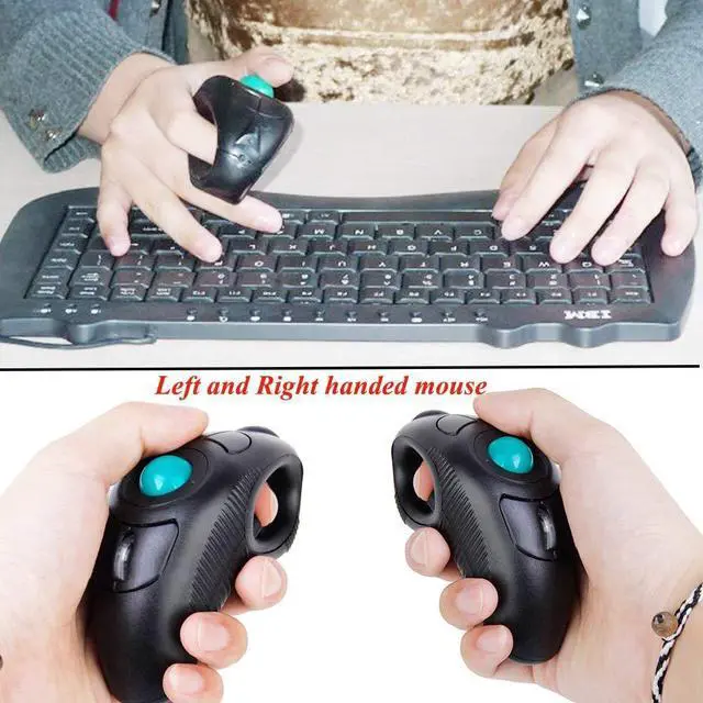Alt view image 3 of 5 - EIGIIS 2.4G Ergonomic Trackball Handheld Finger USB Mouse Wireless Optical Travel DPI Mice for PC Laptop Mac Left and Right Handed