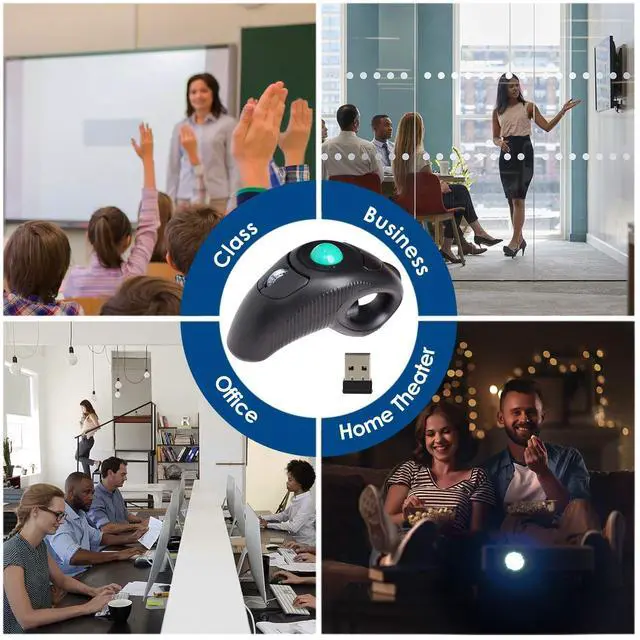 Alt view image 2 of 5 - EIGIIS 2.4G Ergonomic Trackball Handheld Finger USB Mouse Wireless Optical Travel DPI Mice for PC Laptop Mac Left and Right Handed
