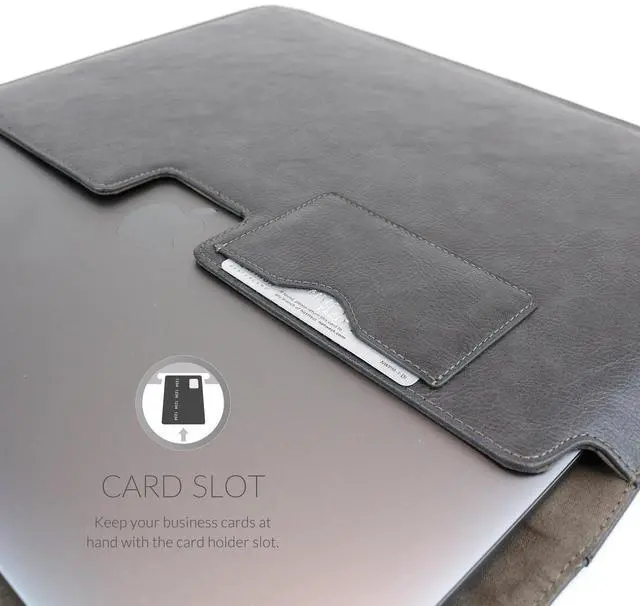 Alt view image 2 of 5 - MacBook Pro Touch 15" (2016, 2017) Sleeve, Snugg - Slate Grey Leather Sleeve Case Protective Cover for MacBook Pro Touch 15" (2016, 2017) 15" Touchbar