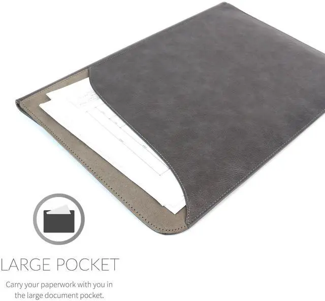 Alt view image 5 of 5 - MacBook Pro Touch 15" (2016, 2017) Sleeve, Snugg - Slate Grey Leather Sleeve Case Protective Cover for MacBook Pro Touch 15" (2016, 2017) 15" Touchbar