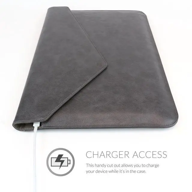 Alt view image 3 of 5 - MacBook Pro Touch 15" (2016, 2017) Sleeve, Snugg - Slate Grey Leather Sleeve Case Protective Cover for MacBook Pro Touch 15" (2016, 2017) 15" Touchbar
