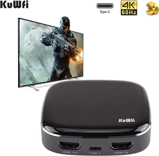 Alt view image 4 of 5 - KuWFi Video Game Capture Card Switch 4K 1080P 60FPS HDMI to USB C Capture Card for All HDMI Devices Such as Streaming Work with OBS/Camera/PS4/PC