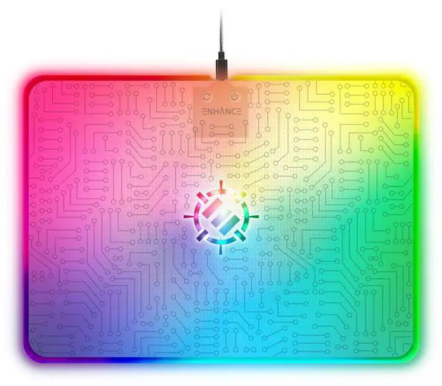 Main image of ENHANCE Voltaic 2 Gaming Mouse Pad - Hard Mouse Pad with Low Surface Friction, 7 LED Colors, Brightness Controls - Large Gaming Mat (13.75 x 9.9 in) with Smooth Surface for PC Gamer, Desktop