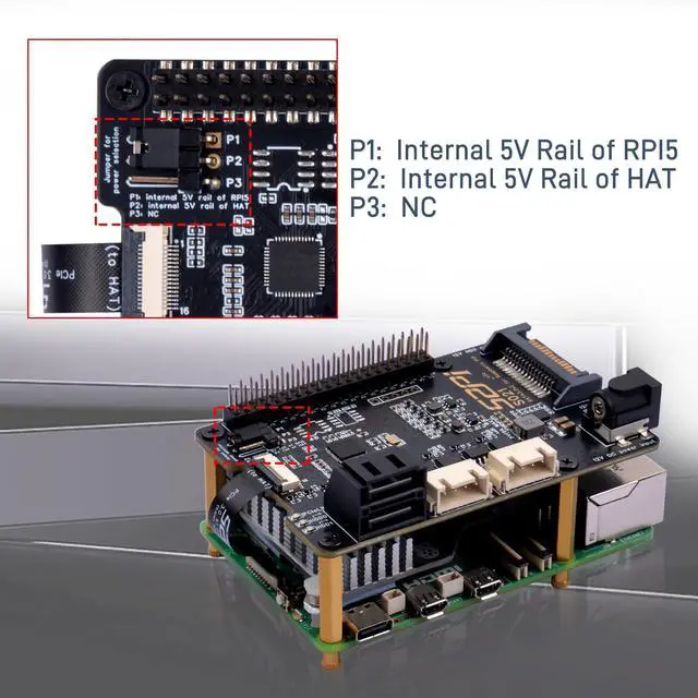 Alt view image 5 of 5 - GeeekPi S021 SATA 3.0x2 for Raspberry Pi 5, with Active Cooler and 12V 6A Power Supply