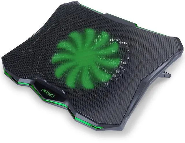 Main image of ENHANCE Cryogen 5 Gaming Laptop Cooling Pad Stand - Laptop Cooler with 7 Adjustable Height Settings & Dual USB Ports up to 17 inches - 1 Ultra Quiet High Performance LED Fan 800 RPM - Green