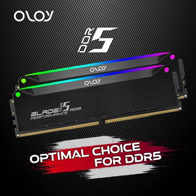 Alt view image 4 of 5 - OLOy DDR5 RAM 32GB (2x16GB) Black Hairline Blade RGB 6000 MHz CL32 1.35V Gaming UDIMM (MD5U1660320BRKDA)